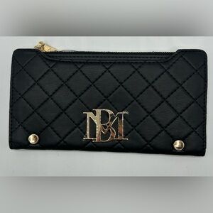 New Badgley Mischka Black Quilted Card Wallet